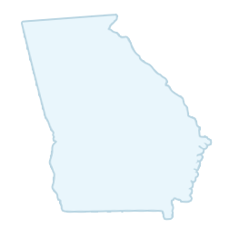 Outline map of the state of Georgia, USA, depicted in light blue.