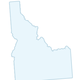 Outline map of the state of Idaho, displayed in light blue with no additional markings or labels.