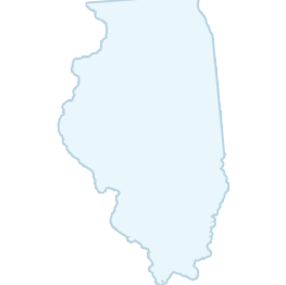 Outline map of the state of Illinois, showing its distinct shape with a straight eastern border and irregular western border.