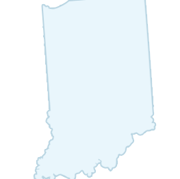 Outline map of the state of Indiana with light blue shading.