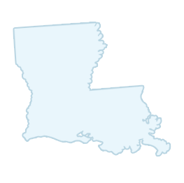 Outline map of the state of Louisiana.