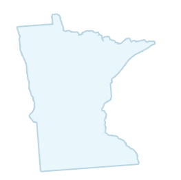 Outline map of the state of Minnesota in light blue.