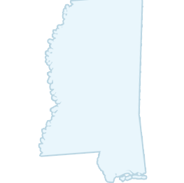 Outline map of the state of Mississippi in light blue with no additional details or markings.