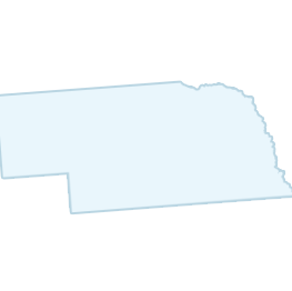 Outline map of Nebraska, a state in the central United States, without any markings or labels.