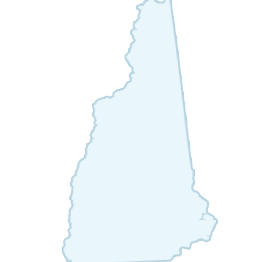 Outline of the state of New Hampshire in light blue.