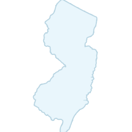 Outline map of New Jersey in light blue.