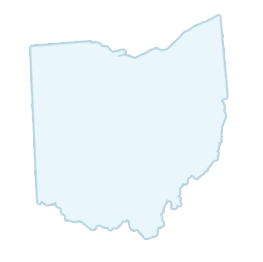 A light blue map outline of the state of Ohio.