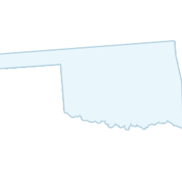 Outline map of the U.S. state of Oklahoma, showing its distinct panhandle and irregular borders. The map is empty without any labels or additional details.