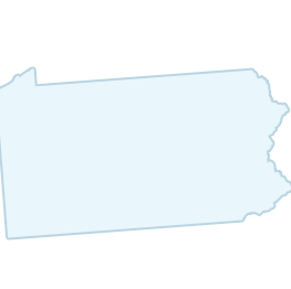 Outline of the state of Pennsylvania in light blue.