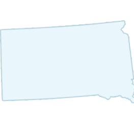 Outline of the state of South Dakota in a light blue color.