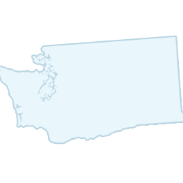 Outline of the state of Washington, USA, in light blue.